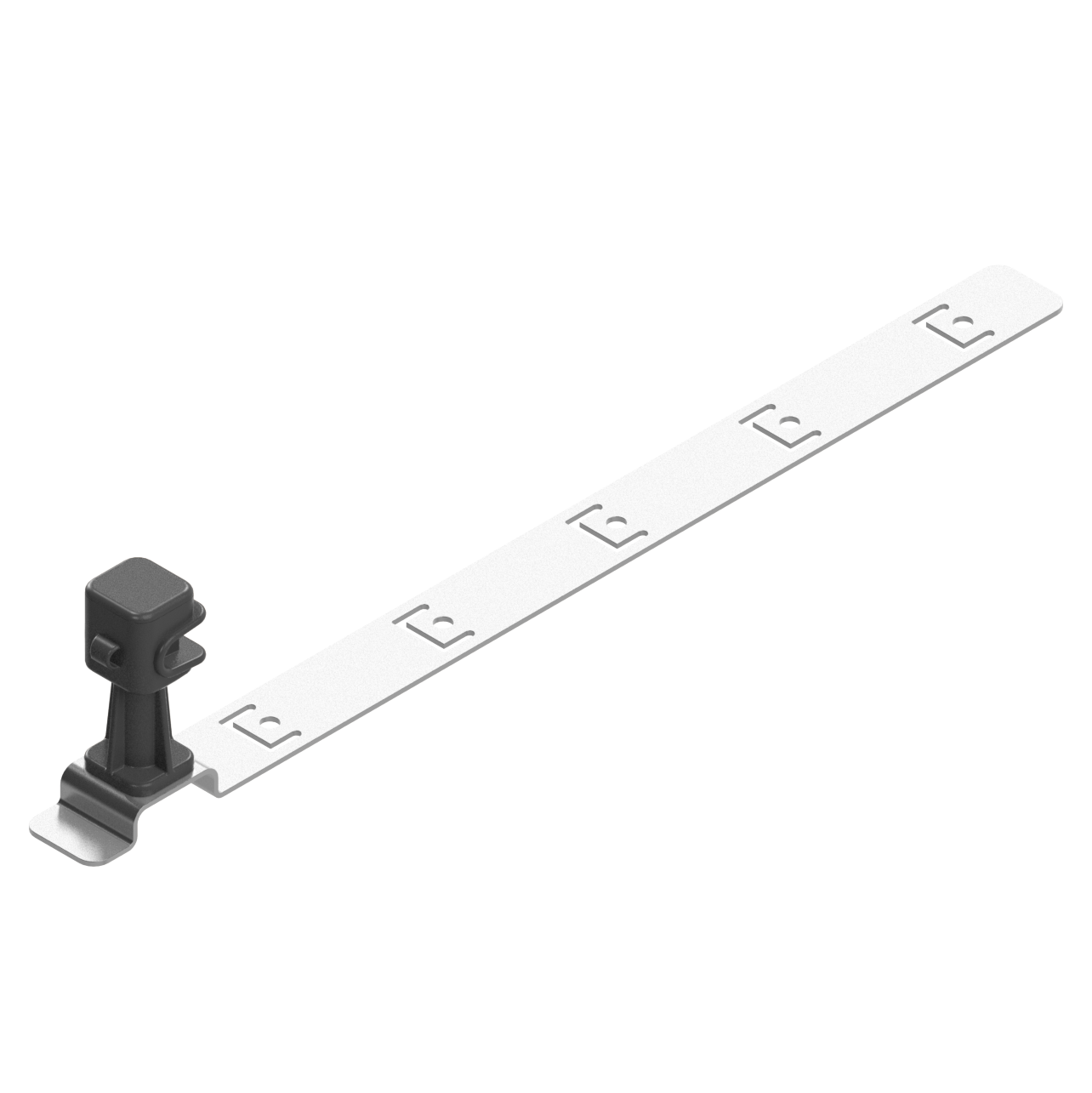 Держатель молниепроводника на черепице с крючком для монтажа и пластиковым фиксатором,d=6-8мм,оцинкованная сталь(черн.) L=415 мм h=30 мм