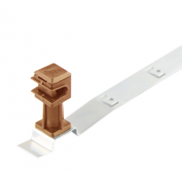 Держатель молниепроводника на черепице с крючком для монтажа и пластиковым фиксатором,d=6-8мм,оцинкованная сталь(корич) L=330 мм h=36 мм