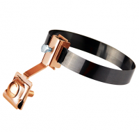 Держатель молниепроводника на трубе универсальный d=0-80 мм,нержавеющая сталь полоса, держатель медь